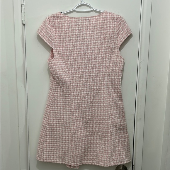 Cider Pink Tweed Square Neck Dress - Picture 3 of 5